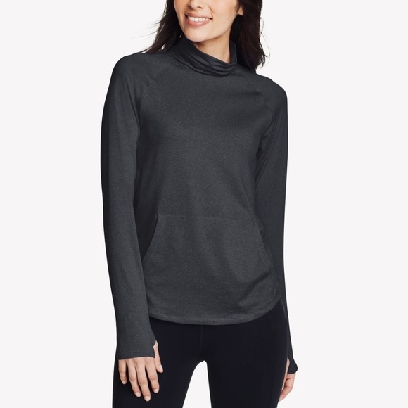 Eddie Bauer Ladies’ Active Funnel Neck Long Sleeves Top, Dark Gray, XS, NWT - Picture 1 of 16